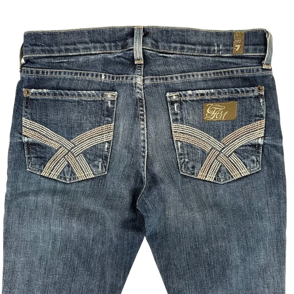 7 for all Mankind Womens Blue Gwenevere Super Skinny 5 Pocket Jeans Size 27 - Picture 4 of 10